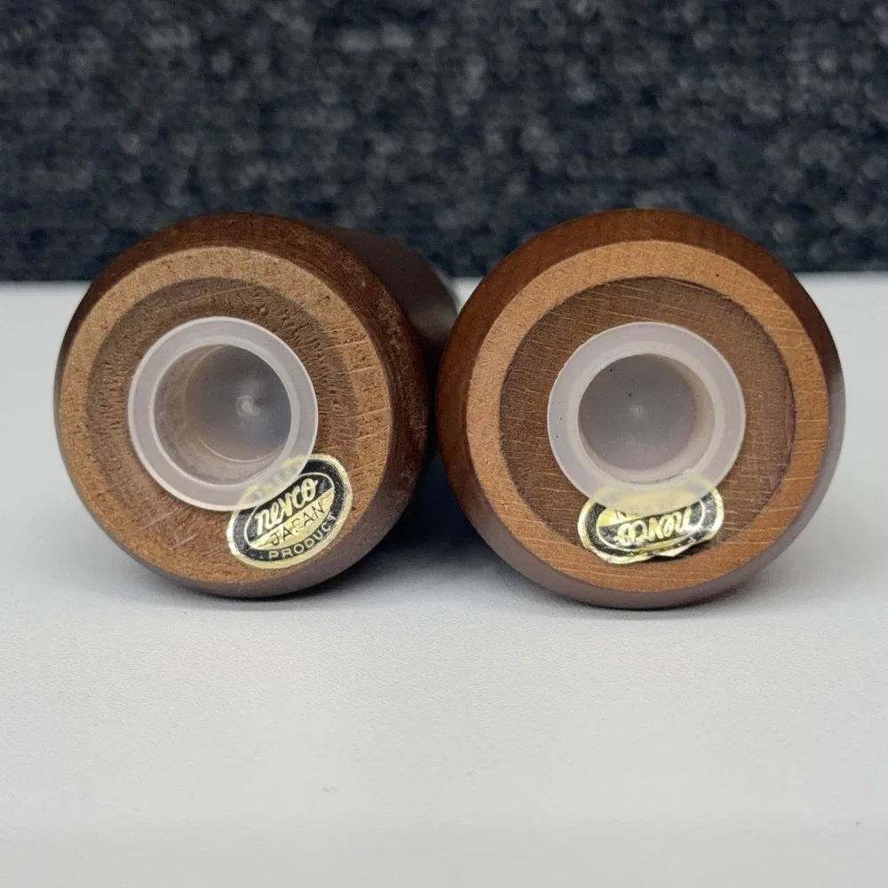 Vintage Nevco Japan Wood and Ceramic Floral Salt and Pepper Shakers Set MCM Rose